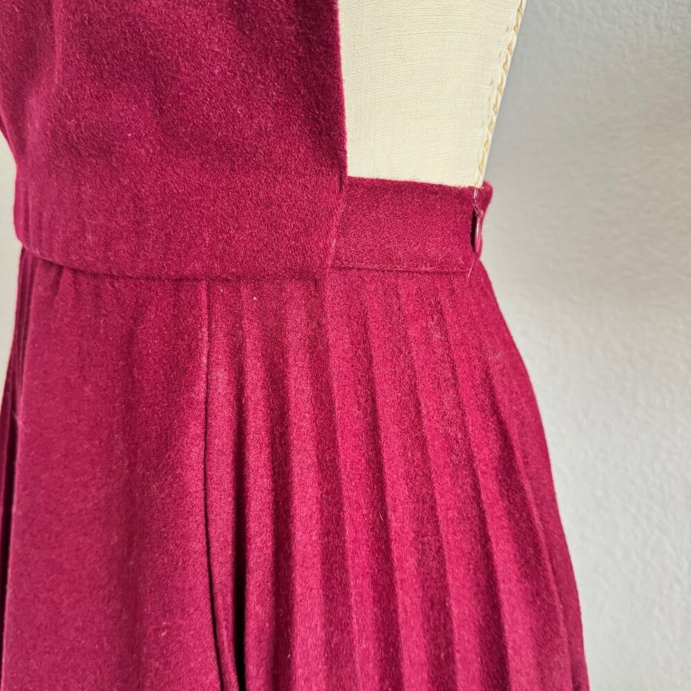 Gianni Bini | Burgundy Wool Blend Pleated Skater Mini Dress Sleeveless XS - Picture 8 of 9